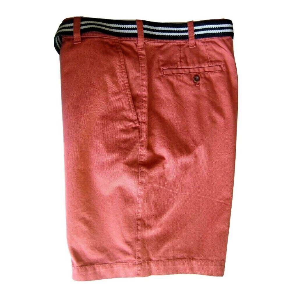 IZOD Men's Flat Front Bermuda Shorts 40 Light Red Baked Apple with Belt NEW